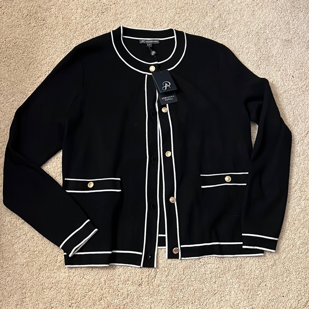 Solid Tipped Gold Button sweater